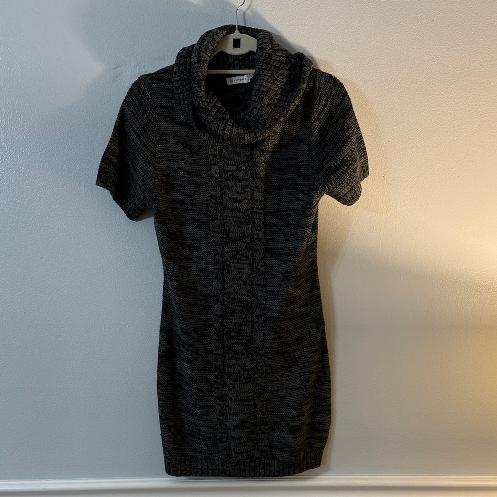Cozy Black Cowl Neck Sweater Dress